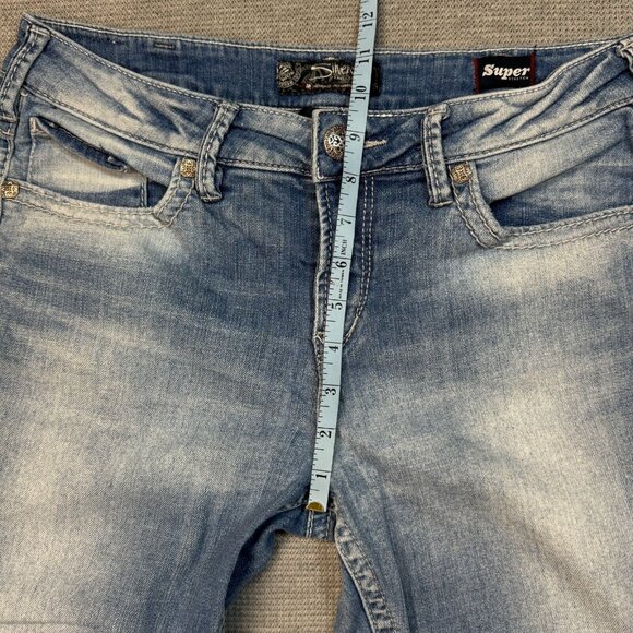 Silver Suki Jeans Womens Blue Denim Super Stretch High Capri Size W30/L22.5 - Picture 11 of 14